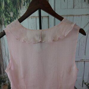 Pink Silk Sleeveless Ruffle Top